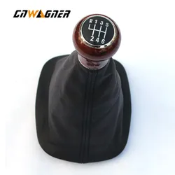 For Passat B5 2001 2002 - 2005 Car Styling 5 / 6 Speed Gear Shift Knob With Real PU Leather Boot Wooden Auto Parts