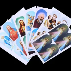 42-54pcs Jesus Sticker Religious Catholic Stickers Semi-Ellipse For DIY Religious Crafts Catholic Church Decoration 23*42mm