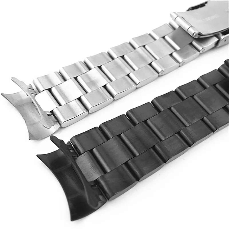 20mm 22mm Stainless Steel Watch Band Bracelets Curved end Replacement For SKX007 SKX009 SKX011 Black Silver Watchband