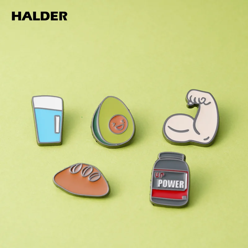 HALDER Healthy Stronger Power Water Avocado Enamel Brooches Lapel Pin Backpack Costum Badge Jewelry Accessories Gift for Friends