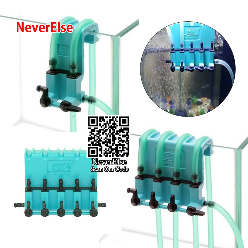 Aquarium Air Pump Splitter 2/3/4/5 Way Fish Tank Air Control Valve Transparent Diverter Non-return Check Valve Hose Pipes Hanger