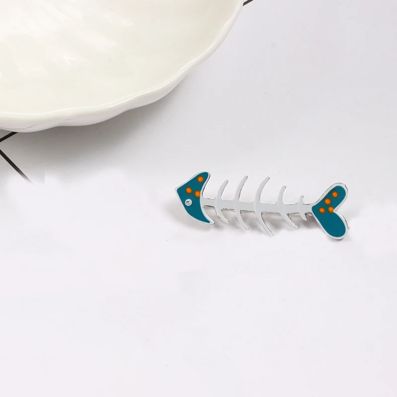 Cartoon Fishbone Brooches Enamel Pin Women Men Child Clothes Jackets Shirt Collar Pin Personality Badge Fantasy Gifts Jewelry