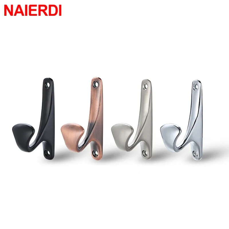 NAIERDI Zinc Alloy Simple Clothes Hanger Bathroom Towel Wall Mounted Clothes Hook Kitchen Bedroom Key Hat Bag Hanger Rack Holder