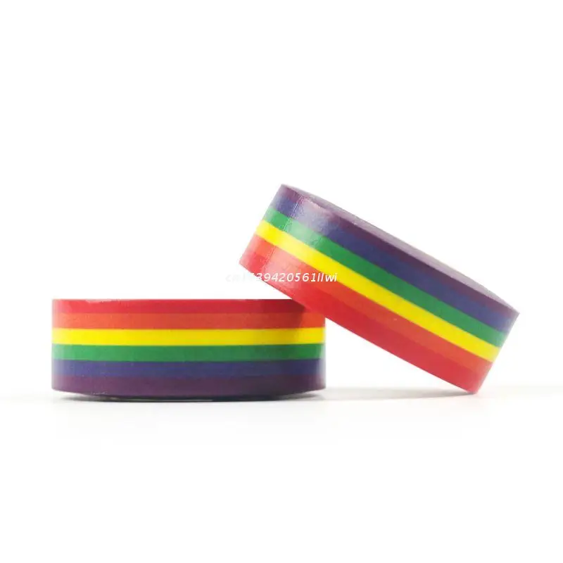 1PC Rainbow Washi เทปโรงเรียนเครื่องเขียนเทปสำนักงานเครื่องเขียน15มม.Dropship