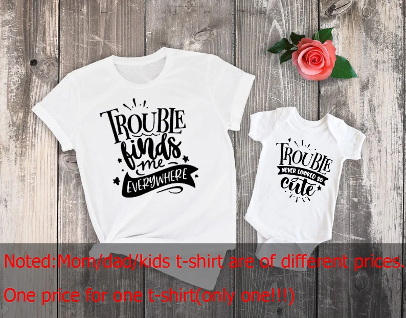 Проблема находит меня везде, проблем никогда не было так мило, родитель, ребенок, подходящая футболка, рубашка для мамы и ребенка, семейные подходящие костюмы