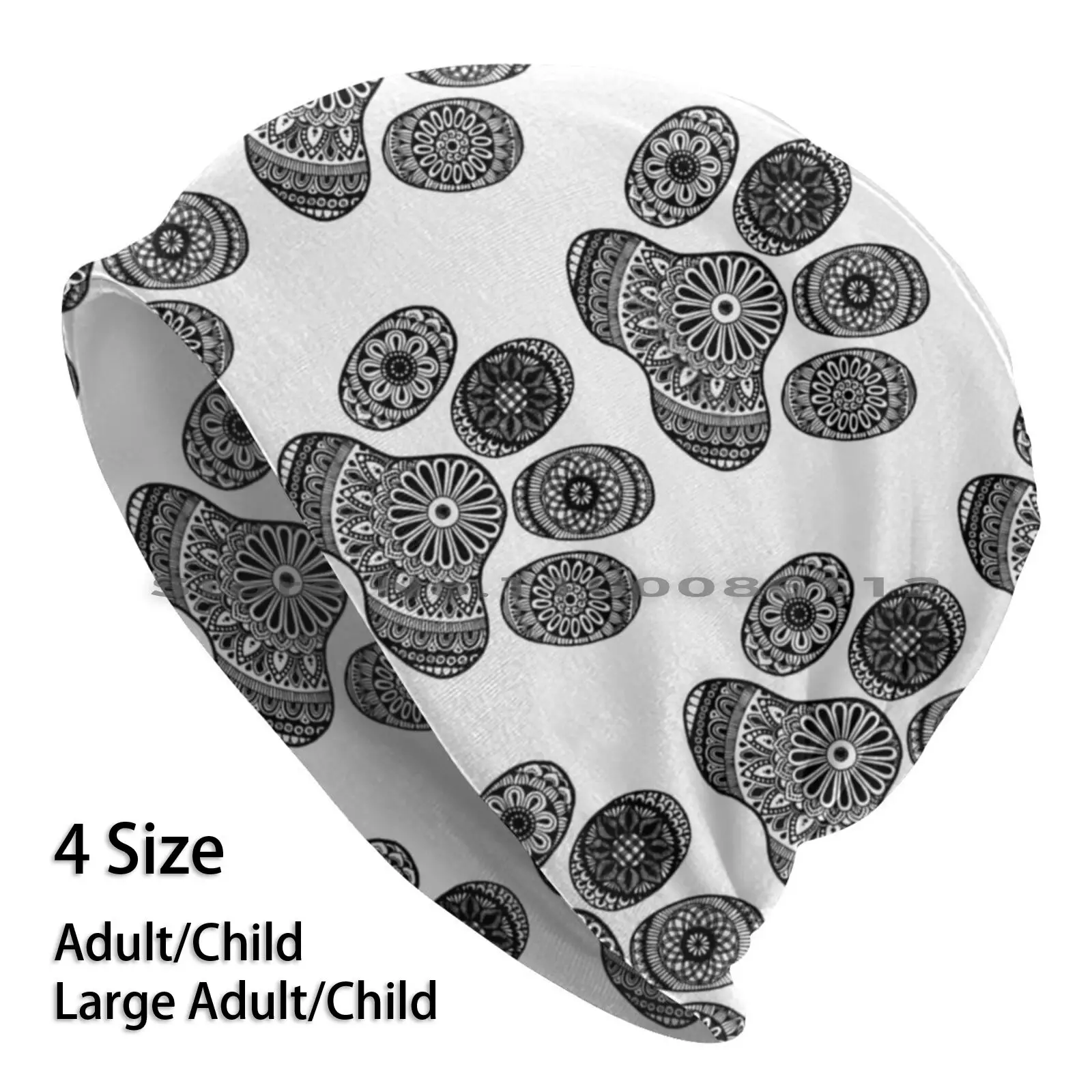 Paw Print Beanies Knit Hat Mandala Zentangle Pattern Paw Animal Pets Brimless Knitted Hat Skullcap Gift Casual Creative