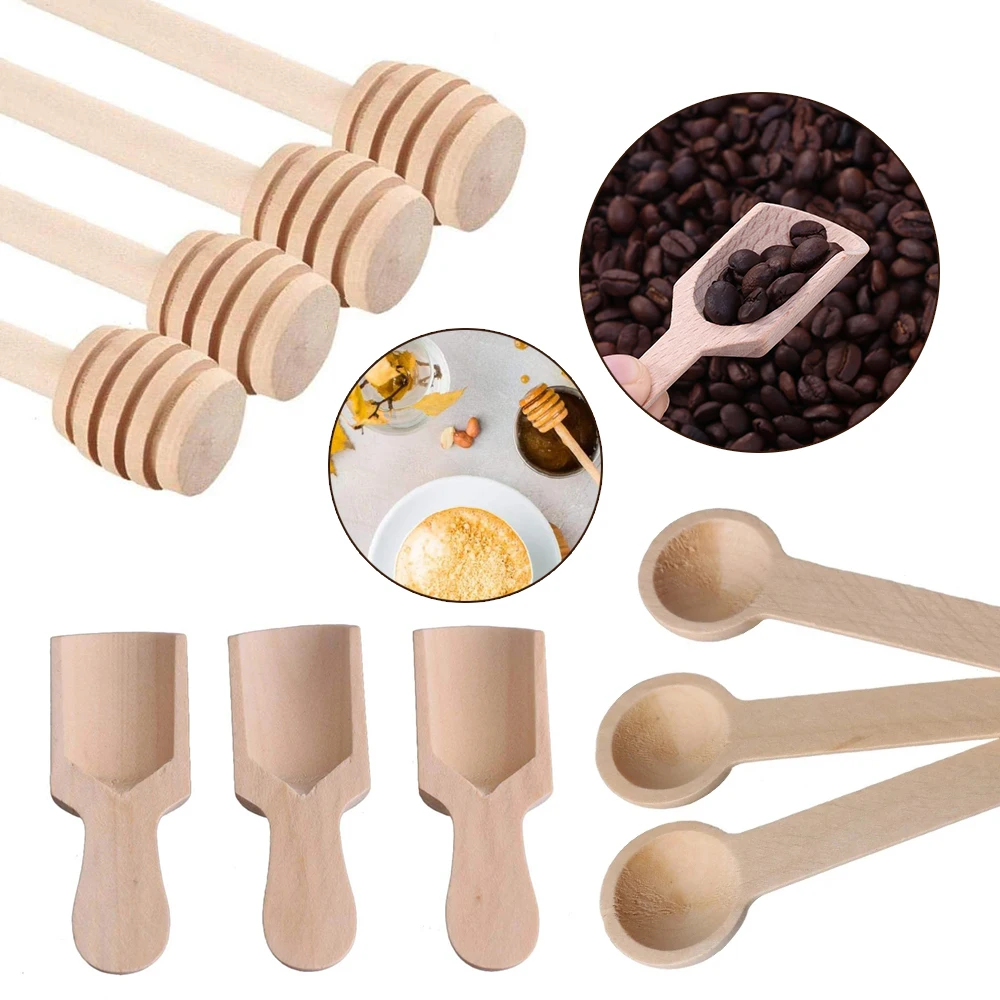 

50/100/500pcs Mini small wooden shovel Home Kitchen Cooking Coffee Spoons Sugar Tea Spoon Salt Seasoning Honey Teaspoons