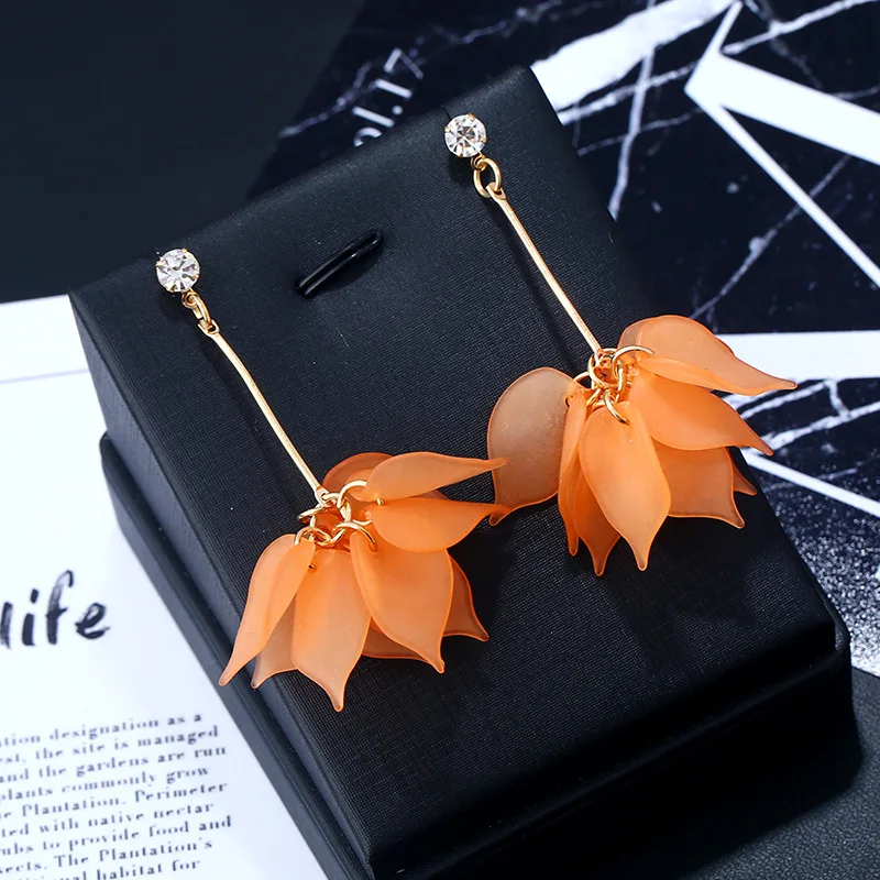 2024Geometric New Design Drop Earrings For Women Transparent Flower Rhinestone Long Chain Tassel Bead Pendant Earrings Wholesale