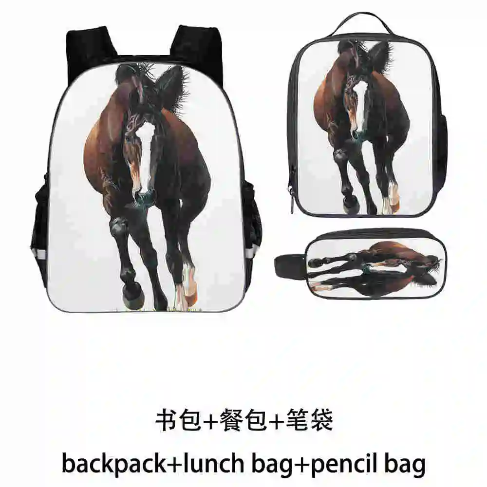 

Набор рюкзаков для мальчиков и девочек, школьные ранцы с рисунком лошадей, динозавров, рок