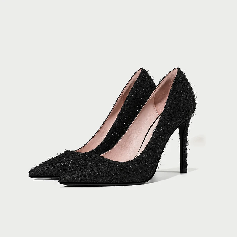 

High Heel Shoe Women Pumps Black 44 43 42 41 New Mid Low Heel Point Toe Sexy Dress Shoes