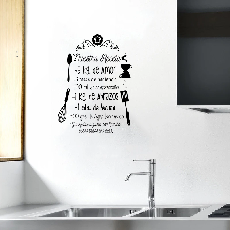 Original Inspirational Decal for Kitchen, Blue Star Gifts, Wall Sticker, Our Recipe, SP-255