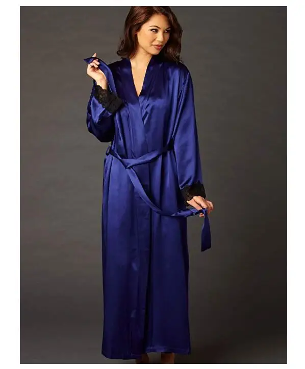 2019 New Sexy Lingerie Transparan Summer Sexy Women\'s Ladies Bride Robes Kimono Robe Satin Silk Lace Night Wear Gown Sleepwear