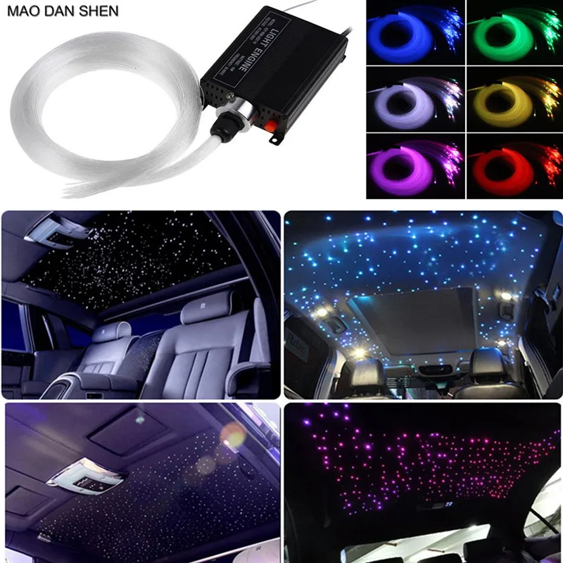 Car styling LED Universal Ceiling Light Fiber Optic Star Kit RGBW Light Source+300pcs Fiber Cables fit for passat b6 e60 e90 e46