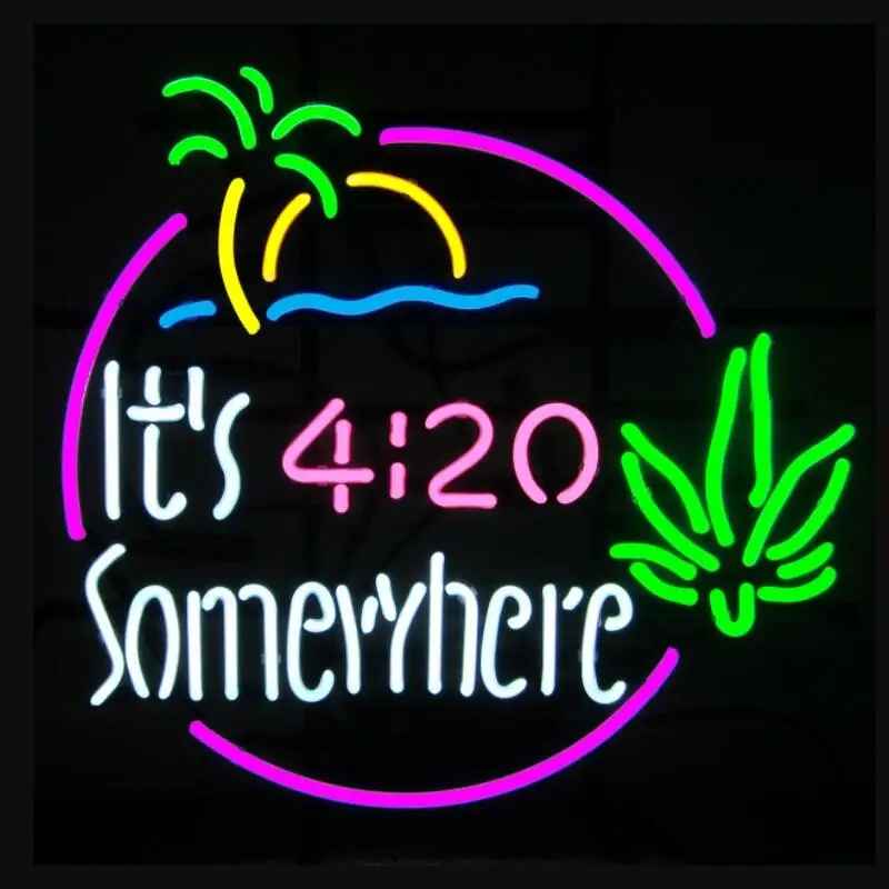 

Custom Its 4:20 Somewhere Flamingo Glass Neon Light Sign Beer Bar