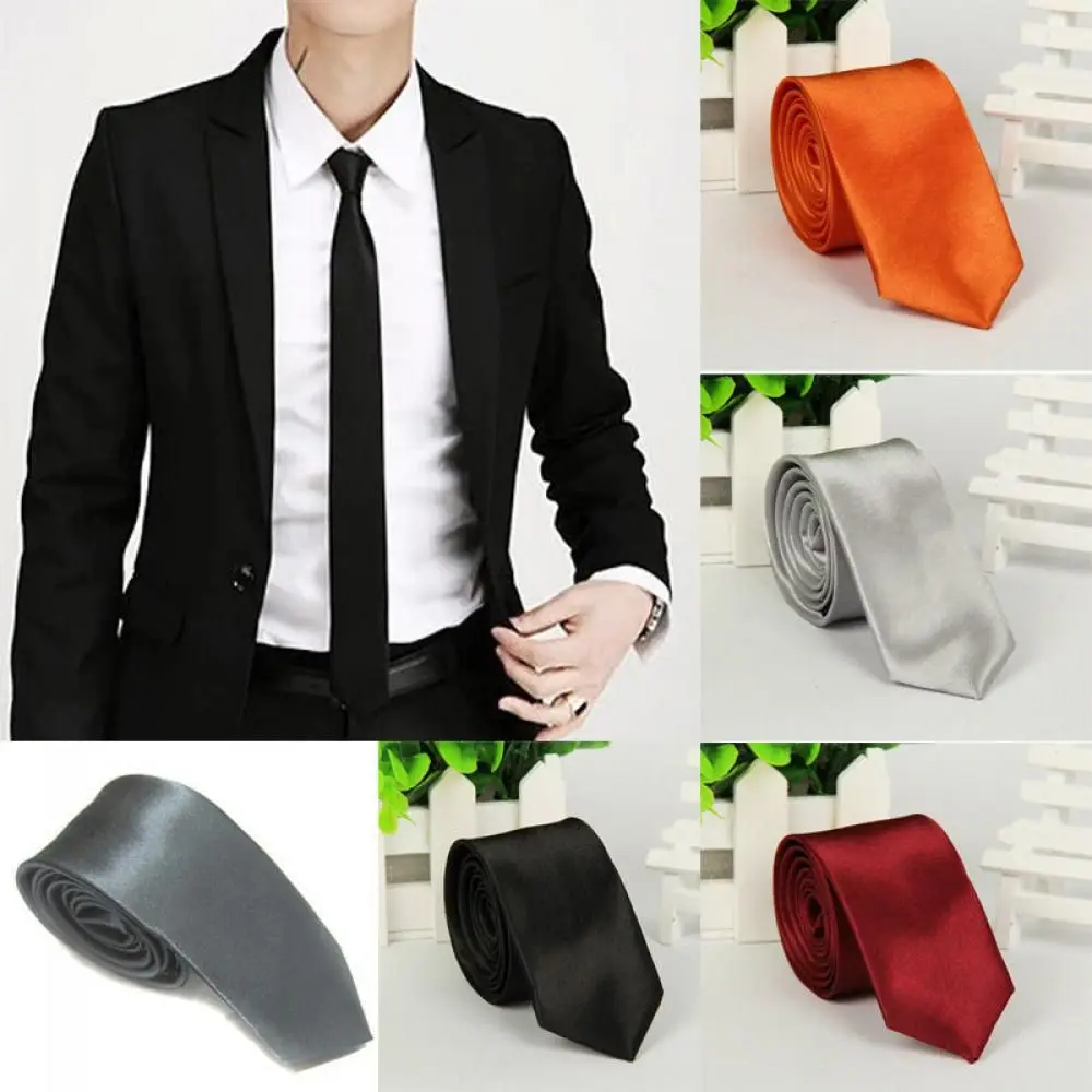 

Fashion Solid Skinny Plain wedding Tie Silk Necktie