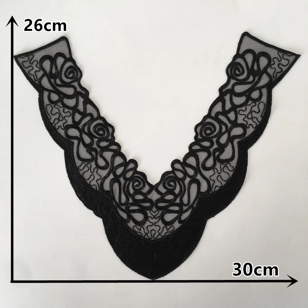 Black Flower Leaf Embroidery Organza Collar Venise Lace Flowers Neckline Collar Applique Trim and Lace fabric Sewing Supplies