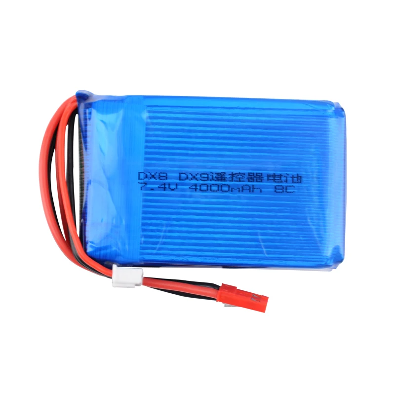 RC 7.4V 4000mAh 8C Trasmettitore Lipo Batteria JST spina per Spektrum DX9 DX8 DX7 DX6E Trasmettitore del telecomando Batteria