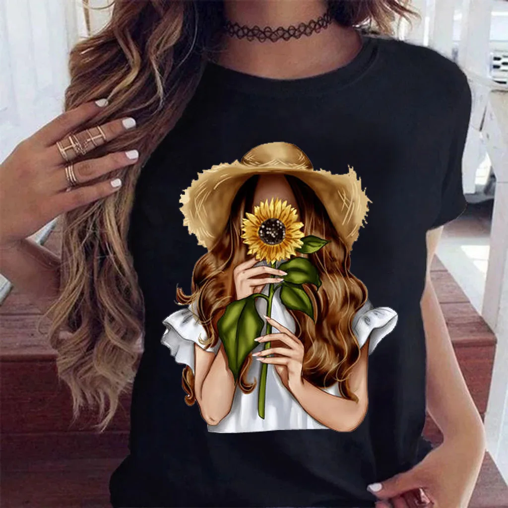 Hot Sales Printed Female Tshirt Women Fashion Graphic Printed T-Shirt Harajuku Korean Style Short Sleeves Clothes Female