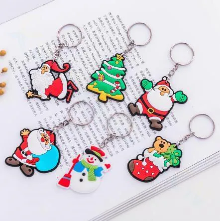 new 3D cartoon Christmas Keychain tree Santa Claus Christmas Gift XMAS Key ring Key chains Christmas souvenir decorations