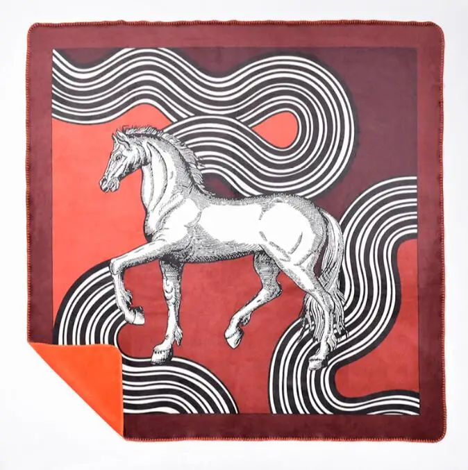 Luxury New Rectangle Raschel Microfiber Fabric Horse Print Blanket Travel Sleep Wearable Plush Throw Blanket Grade A for Winter