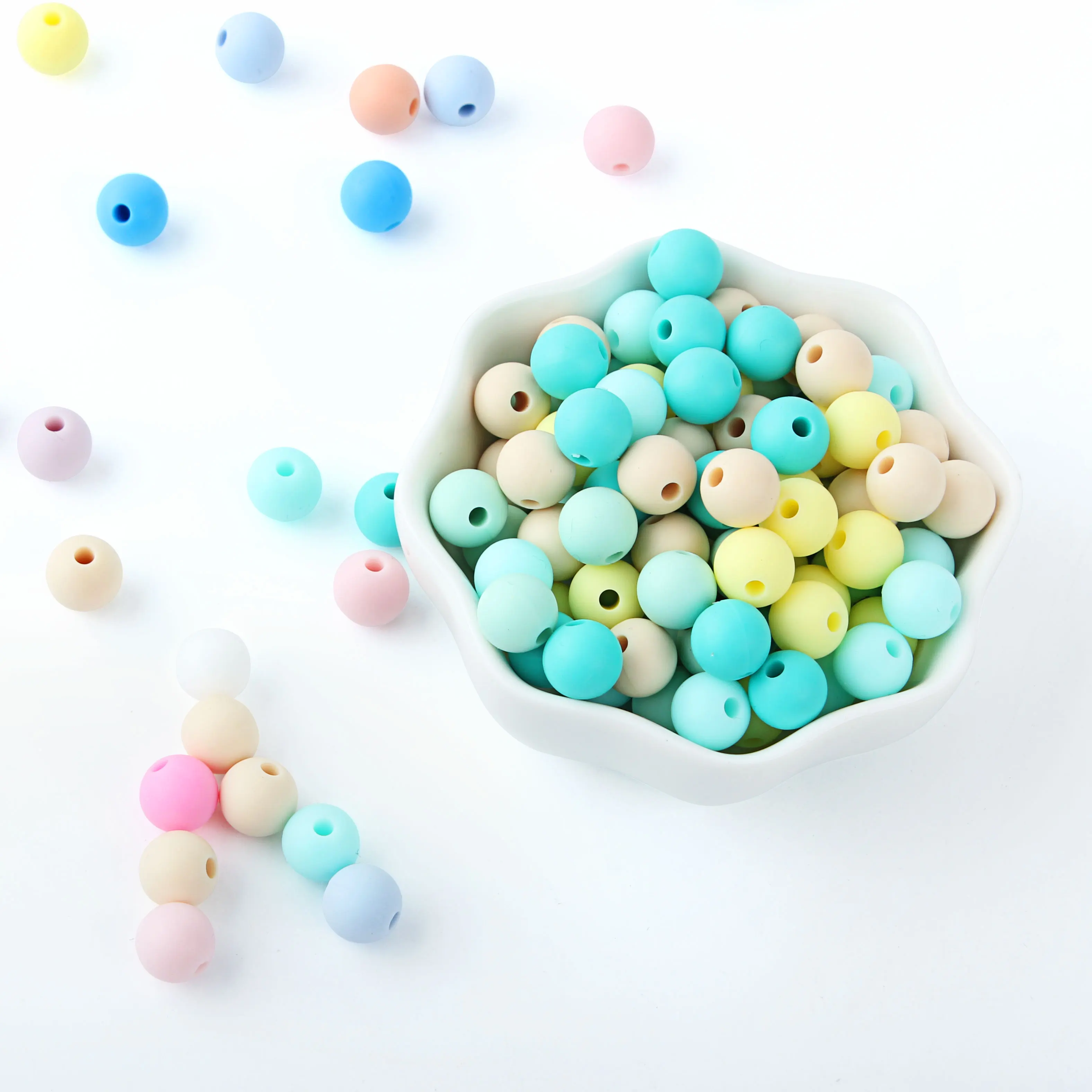 9mm 50pc Silicone Beads Round Pearl Baby Teether BPA Free Baby Teething Beads DIY Pacifier Chain Accessories Silicone Rodents