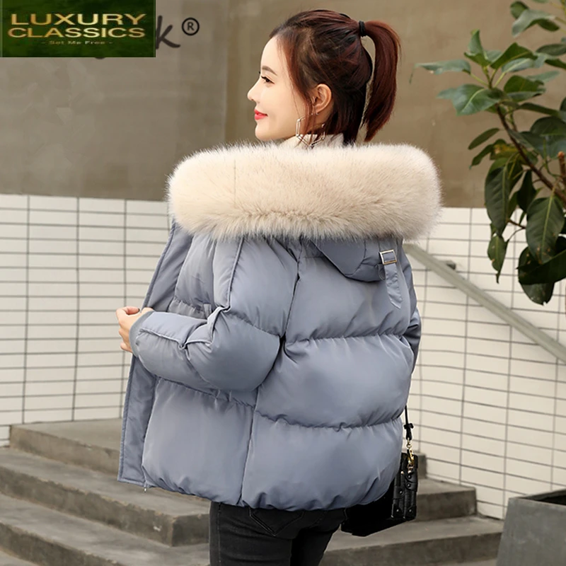 

Abrigos Winter Jacket Women Mujer Invierno 2021 Korean Thick Warm Elegant Ladies Coats Parkas Big Fur Hood Jackets LW494