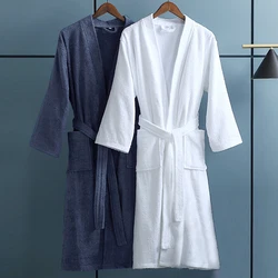 Summer Men&Women Kimono Bathrobe  100% Cotton Gown Plus Size XL Towel Fleece Sleepwear Nightwear Casual Homewear Nightgown