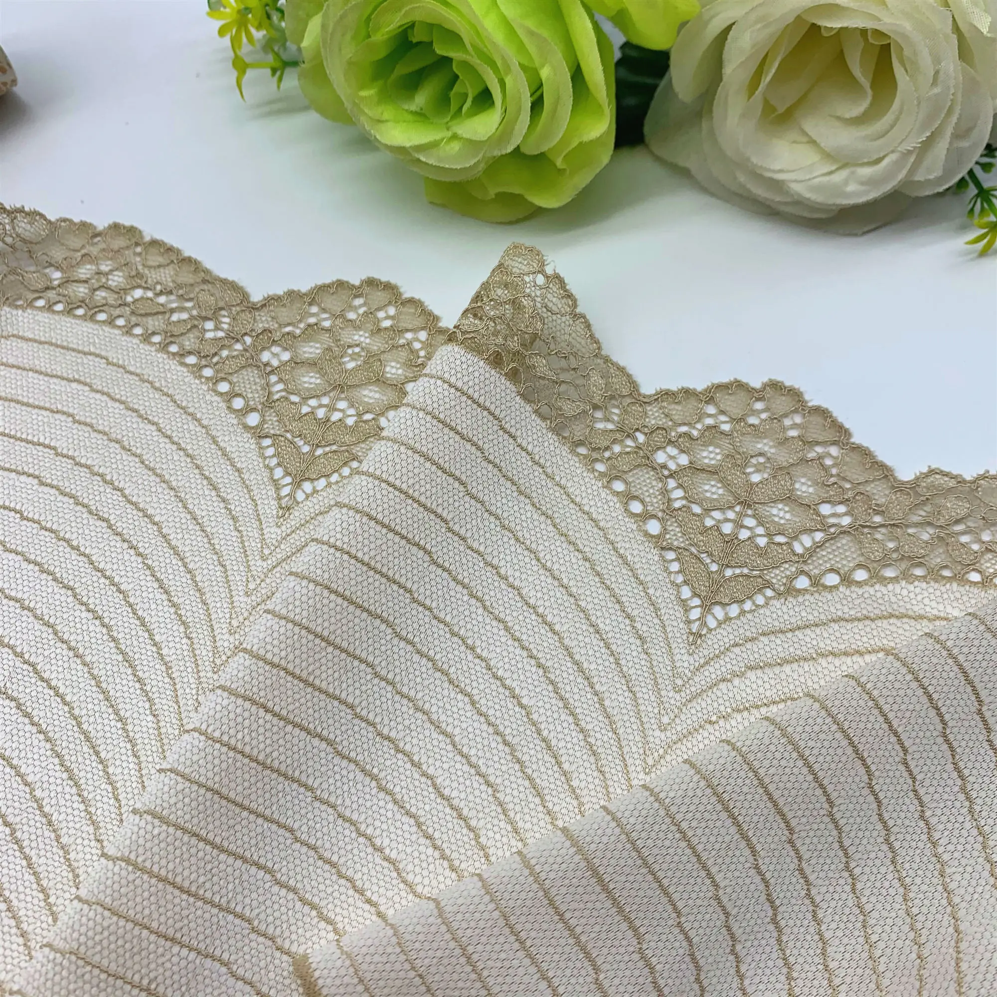 3y/lot Width 17.50-20cm 3 Colors Elastic Stretch Lace trim Champagne Skirt Hem Underwear Sewing Craft DIY Apparel Fabrics Lace