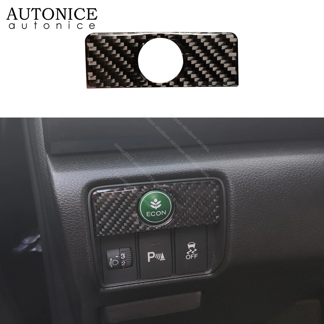 100% Genuine Carbon Fiber ECON Button Panel Cover trim For Honda Accord 2013 2014 2015 2016 2017