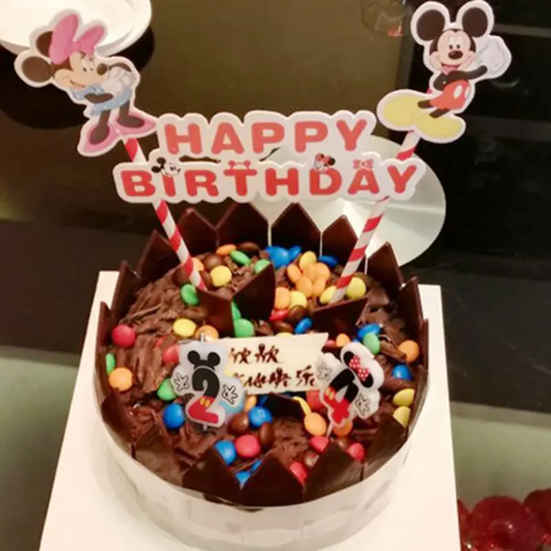 DIY เค้กวันเกิดเทียน Mickey Mouse Party Supplies เทียน0 1 2 3 4 5 6 7 8 9ครบรอบเค้กตัวเลขอายุเทียนตกแต่ง