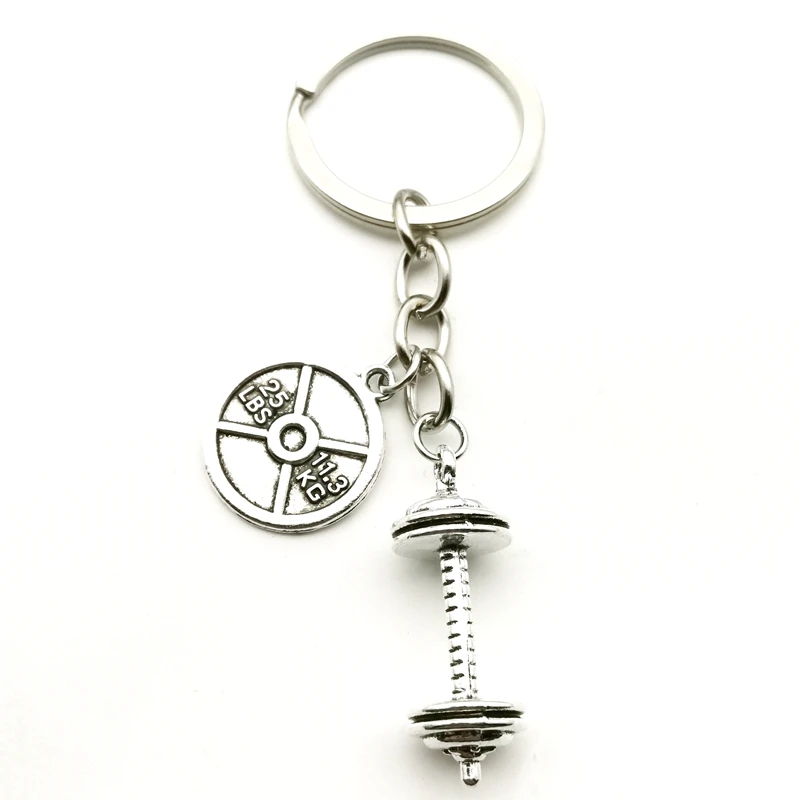 2020 Fashion Accessories 25LBS Keychain Mini Dumbbell Barbell Keychain Never Give Up Fitness Keychain Charm Gift Coach Souvenir