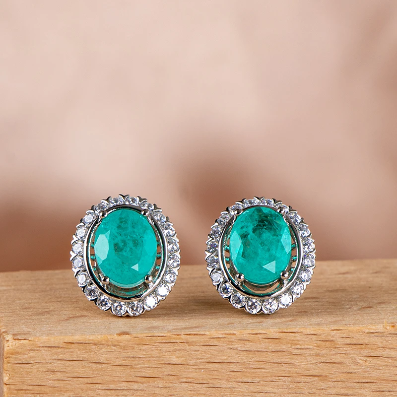 Cellacity-pendientes de plata de ley 2022 100% con piedras preciosas de turmalina Paraiba, joyería fina para fiesta de boda, regalo, 925