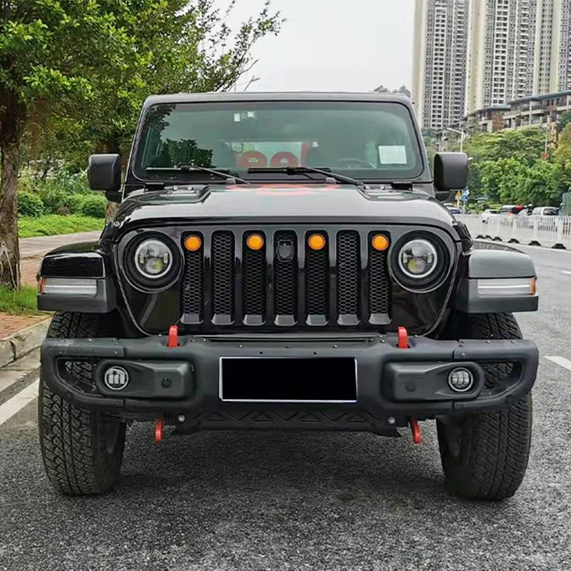 4pcs Car Led Working Yellow Front Grill Light Daytime Running Lamp for 2018-2021 Jeep Wrangler JL Decoration Light