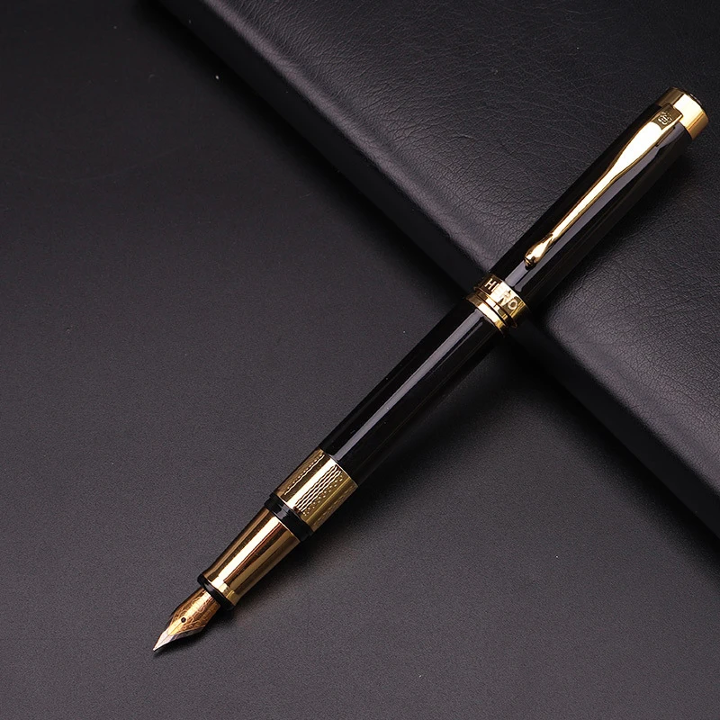 

HERO elegant black business fountain pen exquisite workmanship 0.5mm iridium nib office signature ink pen and gift box 1pc