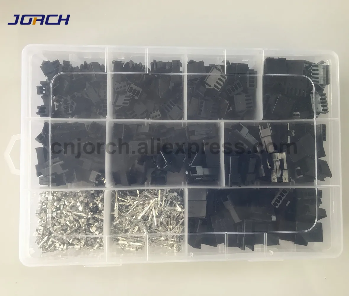 1080 sztuk SM2.54 zestawy 2pin/3pin/4pin/5pin 2.54mm Pitch złącza żeńskie i męskie złącze kabla JST SM2.54