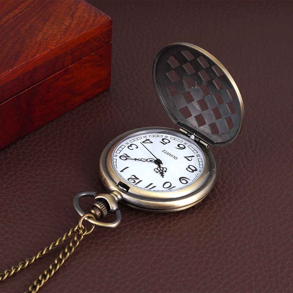 Necklace quartz square check large pocket watch flip quartz watch men and women retro pocket watch