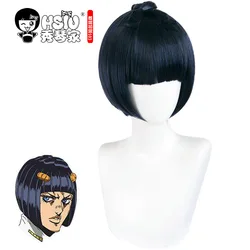 HSIU Anime JoJo's Bizarre Adventure Role wig Bruno Bucciarati cosplay Wig Special blue and black mix Fiber synthetic wig