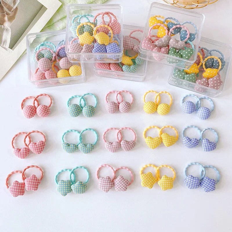 10PCS Stoff Grid Prinzessin Headwear Kinder Nette Elastische Haar Bänder Kinder Haar Krawatten Mädchen Zubehör Baby Kopfschmuck