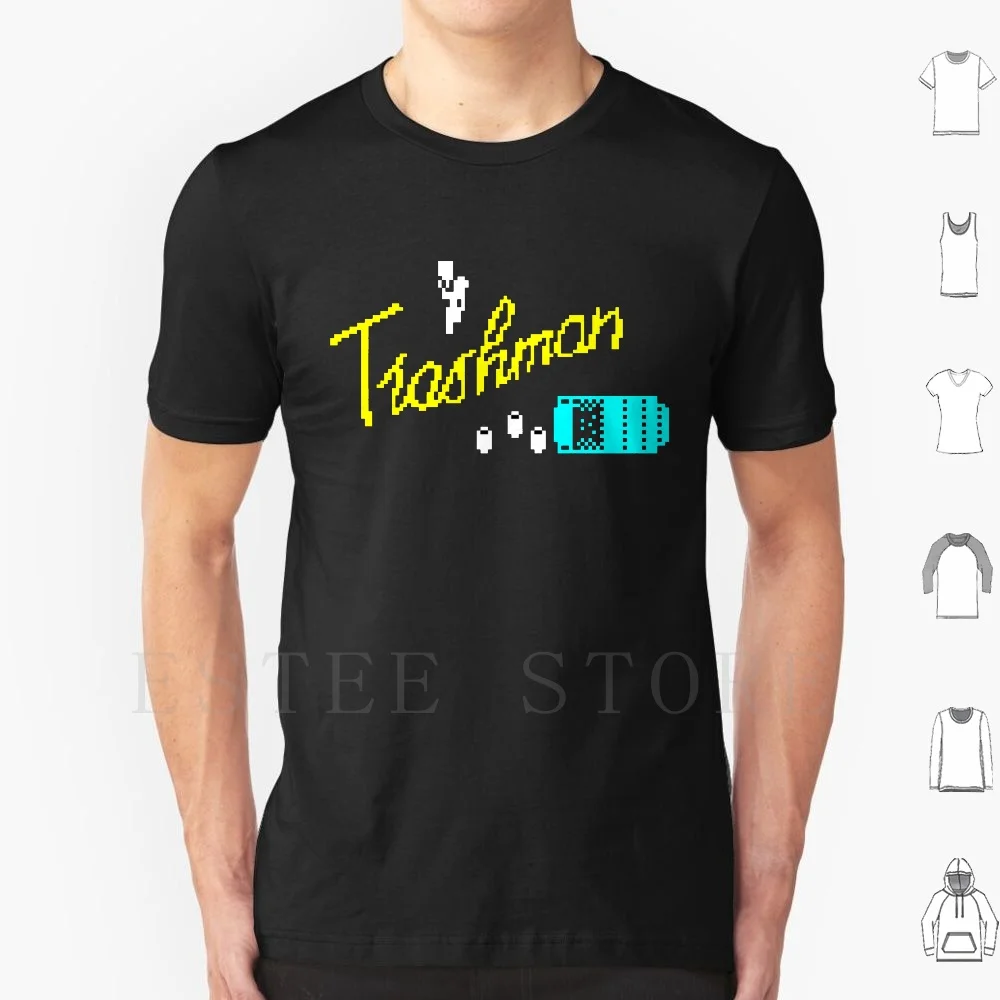Camiseta Trashman de algodón para hombre, estampado DIY, Zx Spectrum, Retro Pixel Game, ordenador, video, Trash Man, basura, camión de basura, contenedor