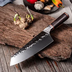 Японский шеф-нож ручной работы, кованый кухонный нож Kiritsuke, нож из нержавеющей стали для мяса, фруктов, искусственный нож мясника