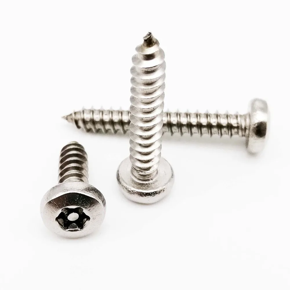 HZYUEGOU 10 Stück M2.9 M3.5 M3.9 M4.2 M4.8 304 Edelstahl Bolzen Torx Flachkopf Rundkopf Manipulationssichere Selbstschneidende Holzschrauben – Detail 3