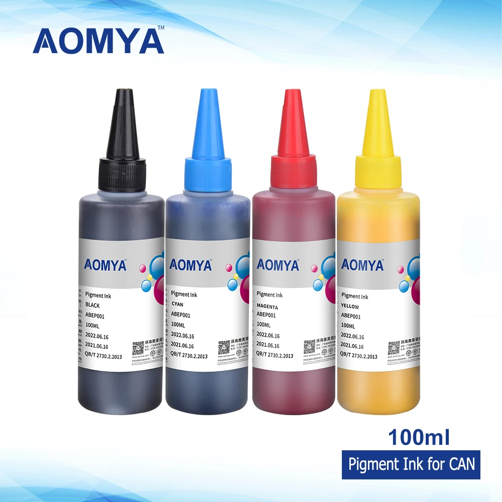 

Aomya 400ML Universal Pigment Ink for Canon Inkjet Printers All Models Waterproof Vivid Colors Printing Ink 4 Colors BK/CY/MG/YL