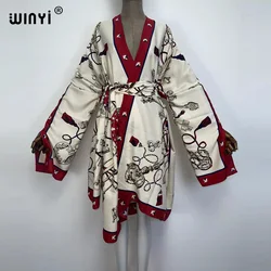 WINYI-kimono de manga de murciélago para mujer, cárdigan de estilo bohemio, para cóctel y vacaciones africanas, 2021