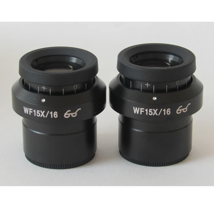 Pionts de ojo alto ajustable WF15X/16mm, lente óptica ocular de amplio campo para microscopio biológico, 2 uds.