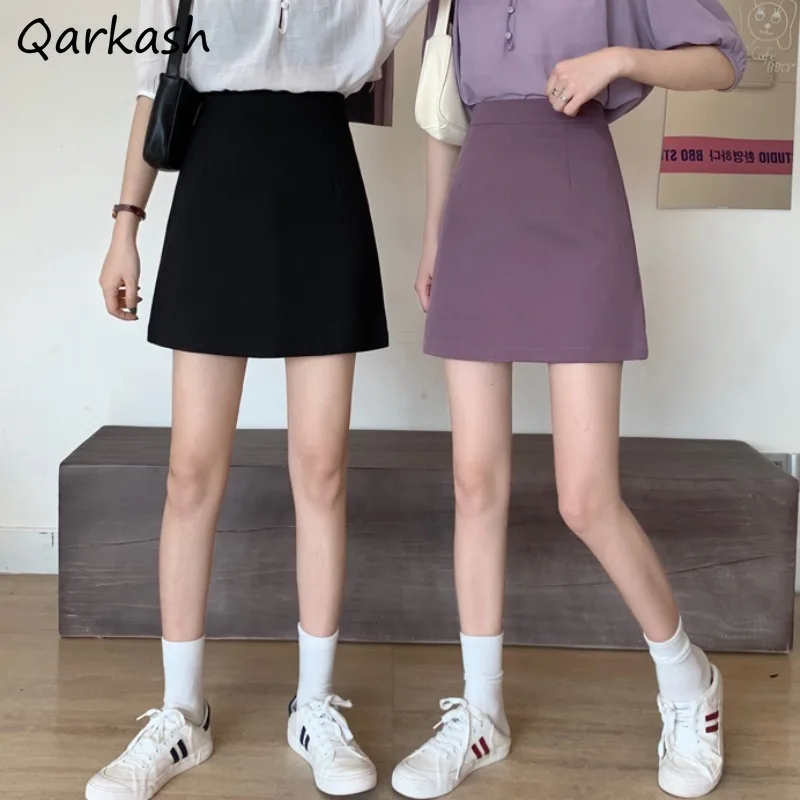 A-line Skirts Women Mini Solid All-match Simple Elegant Fashion Stylish Vintage Aesthetic Popular Female Prevalent Daily Trendy