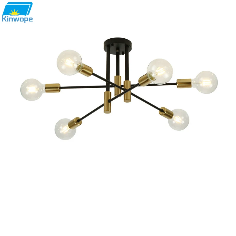 Nordic LED Living Room Chandelier Dining Room Bedroom Room Black Branch Creative Light Luxury Simple E27 Bulb Ceiling Lamp