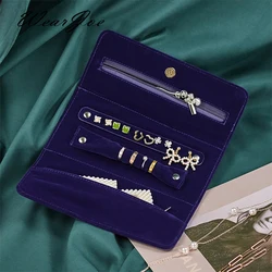 Ladies Portable Rings Earrings Travel Roller Clutch Purse Accessories Necklace Organizer Pouch Multi-Purpose Jewelry Storage Bag