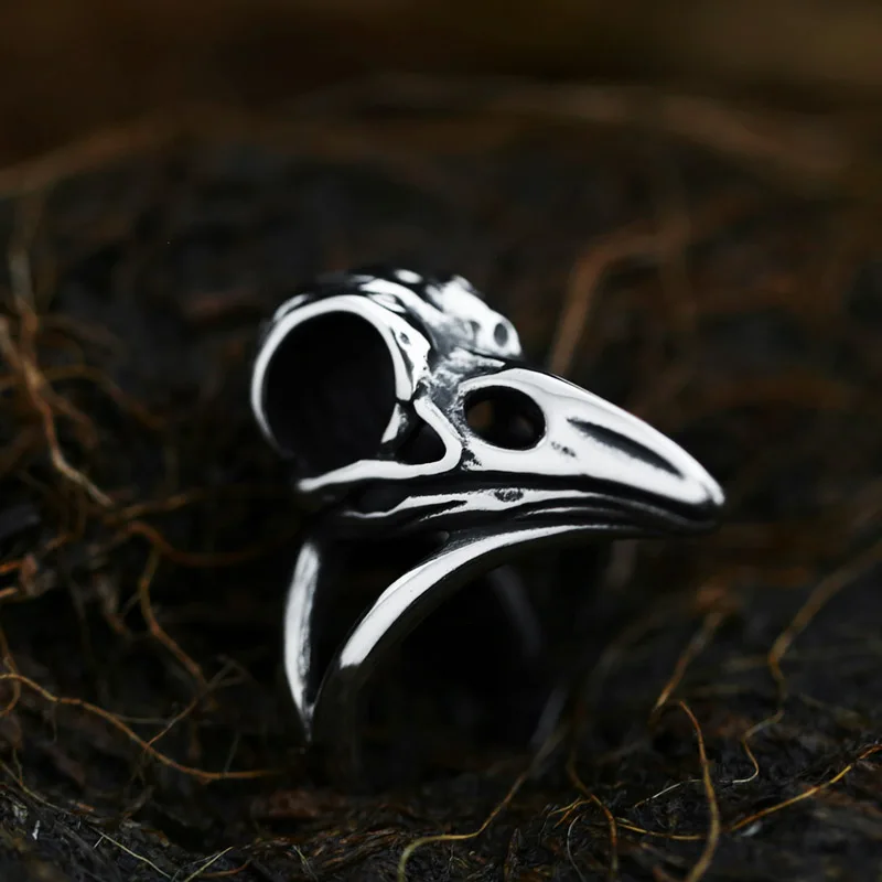 BEIER 316L stainless steel ring Nordic Viking amulet raven head pagan Odin rune fashion Scandinavian men/women jewelry BR8-199