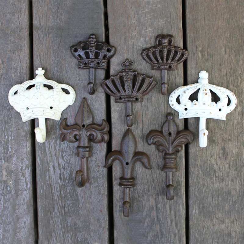 JD European-style Crown Series Retro Cast Iron Wrought Iron Hook Coat Hook Decoration Hook Wall Decoration