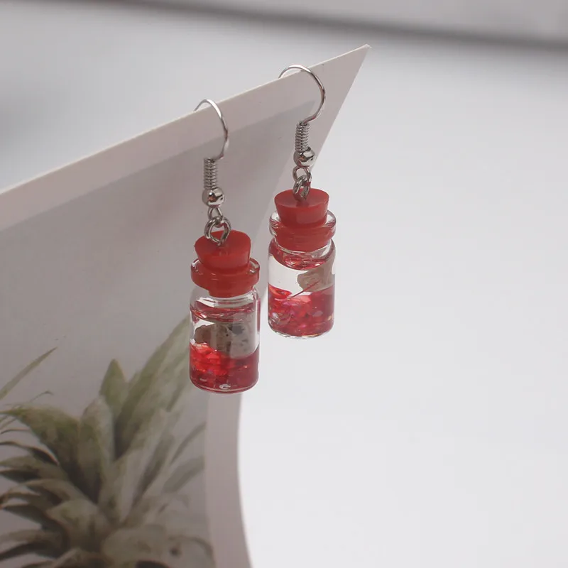 New Drifting Bottle Hook Earrings for Women Creative Small Dangle Earrings Shell Sequins Inside Drop Earrings aretes de mujer